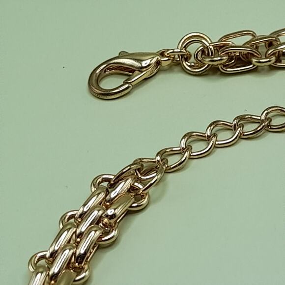 Vintage YOU and I Gold Tone Multi Strand Chain Statement Necklace 21" Collar - Picture 6 of 11